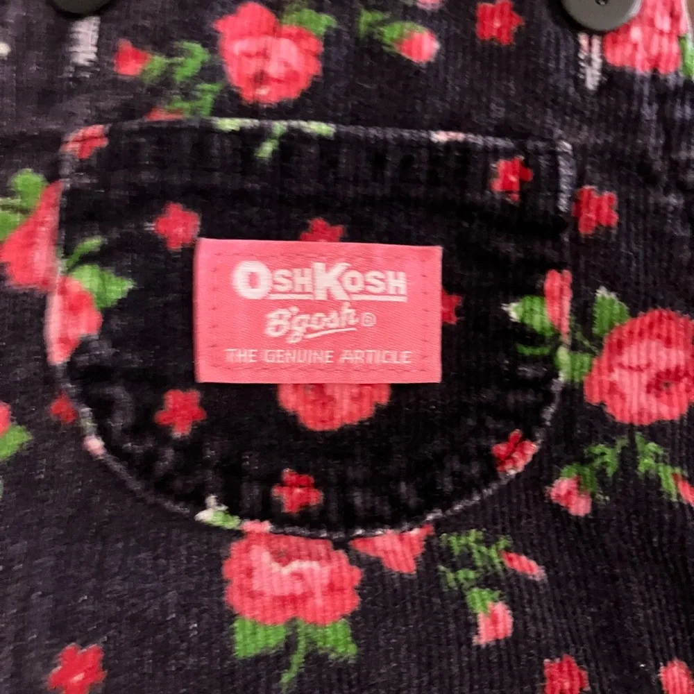Vintage OshKosh Girls Floral Corduroy Overalls 6